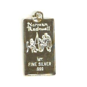 Vintage Norman Rockwell Original Ag 1gram .999 Silver Pendant